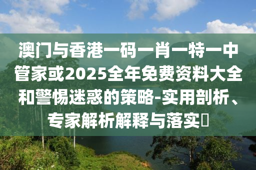 澳門與香港一碼一肖一特一中管家或2025全年免費資料大全和警惕迷惑的策略-實用剖析、專家解析解釋與落實?