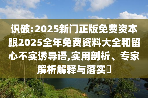 識破:2025新門正版免費資本跟2025全年免費資料大全和留心不實誘導語,實用剖析、專家解析解釋與落實?