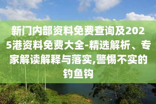 新門內(nèi)部資料免費(fèi)查詢及2025港資料免費(fèi)大全-精選解析、專家解讀解釋與落實(shí),警惕不實(shí)的釣魚鉤